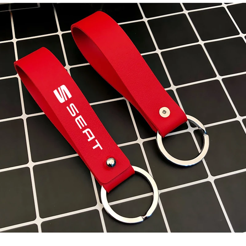 

For Seat FR leon Altea Alhambra PU Leather Keychain Business Gift Leather Key Chain Car Key Strap Waist Wallet KeyChains Keyring