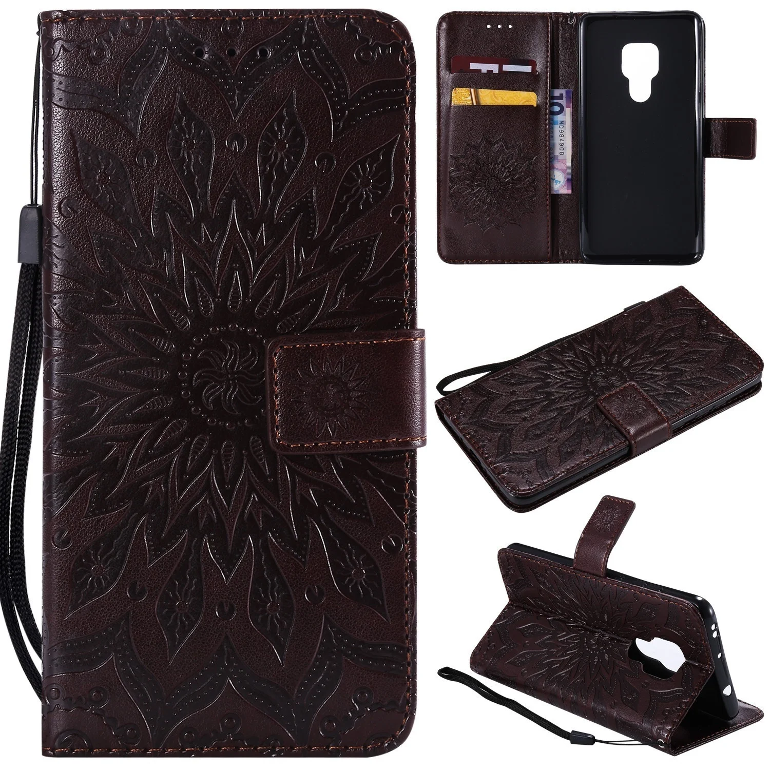 

Sun Flower Embossed Leather Flip Phone Case with Card Slot for Samsung J310/J3/J510/J5/J5 prime/J7 prime/J2 pro/J4/J6/J4 prime