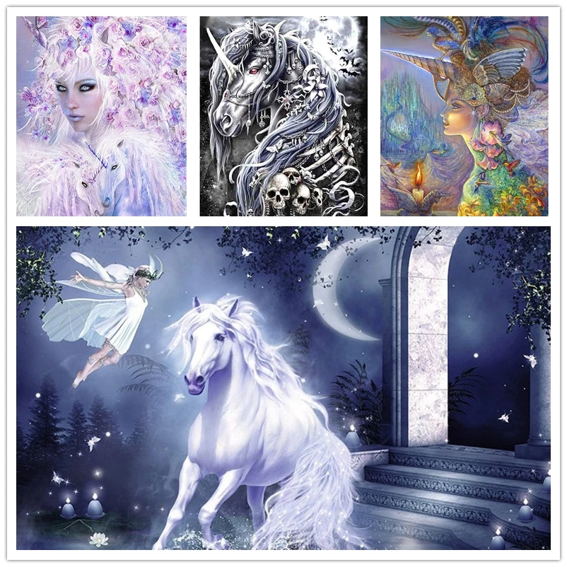 5D алмазная вышивка по номерам Единорог эльф девочка Сделай Сам Алмазная