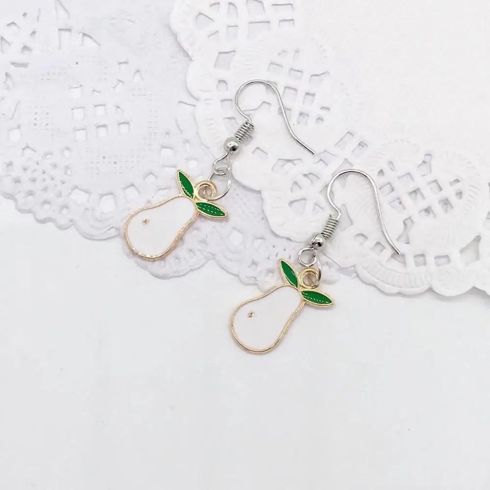 Модные эмалевые серьги в виде груши и яблока 2 шт. самодельные ручной работы