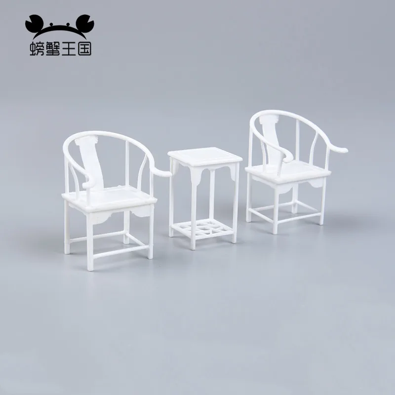 3 комплекта 1:25 китайский стиль пластиковый чайный столик стулья наборы кукольный