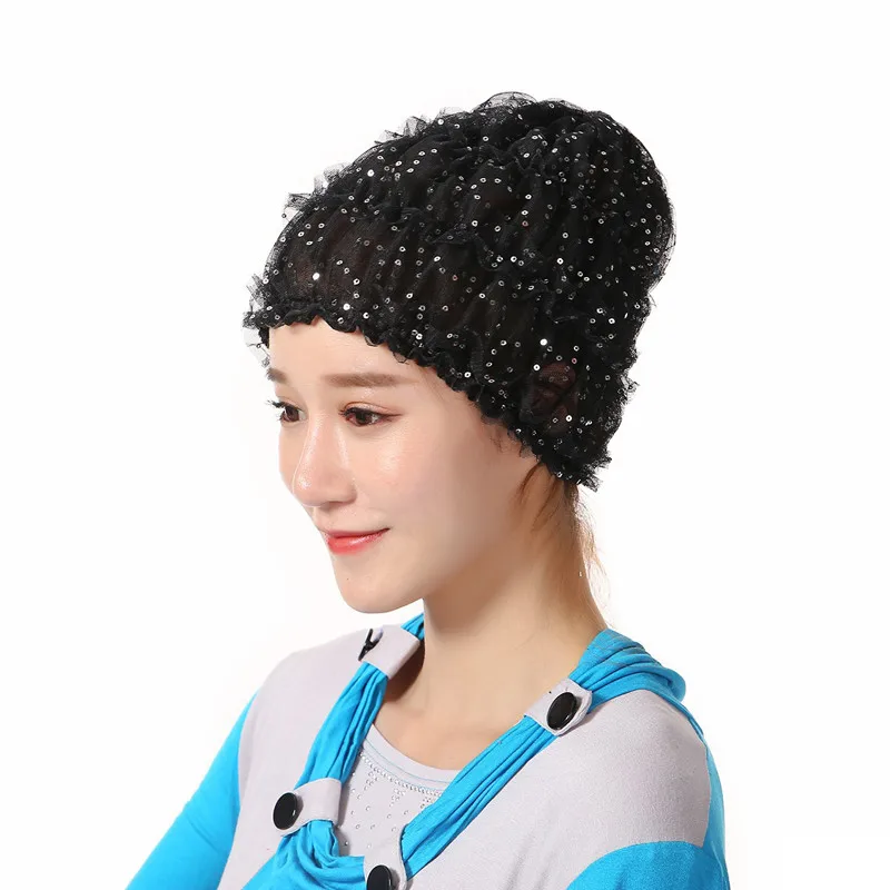 

Мусульманский женский тюрбан, мягкая однотонная шапочка с блестками, женский головной аксессуар, Женский тюрбан