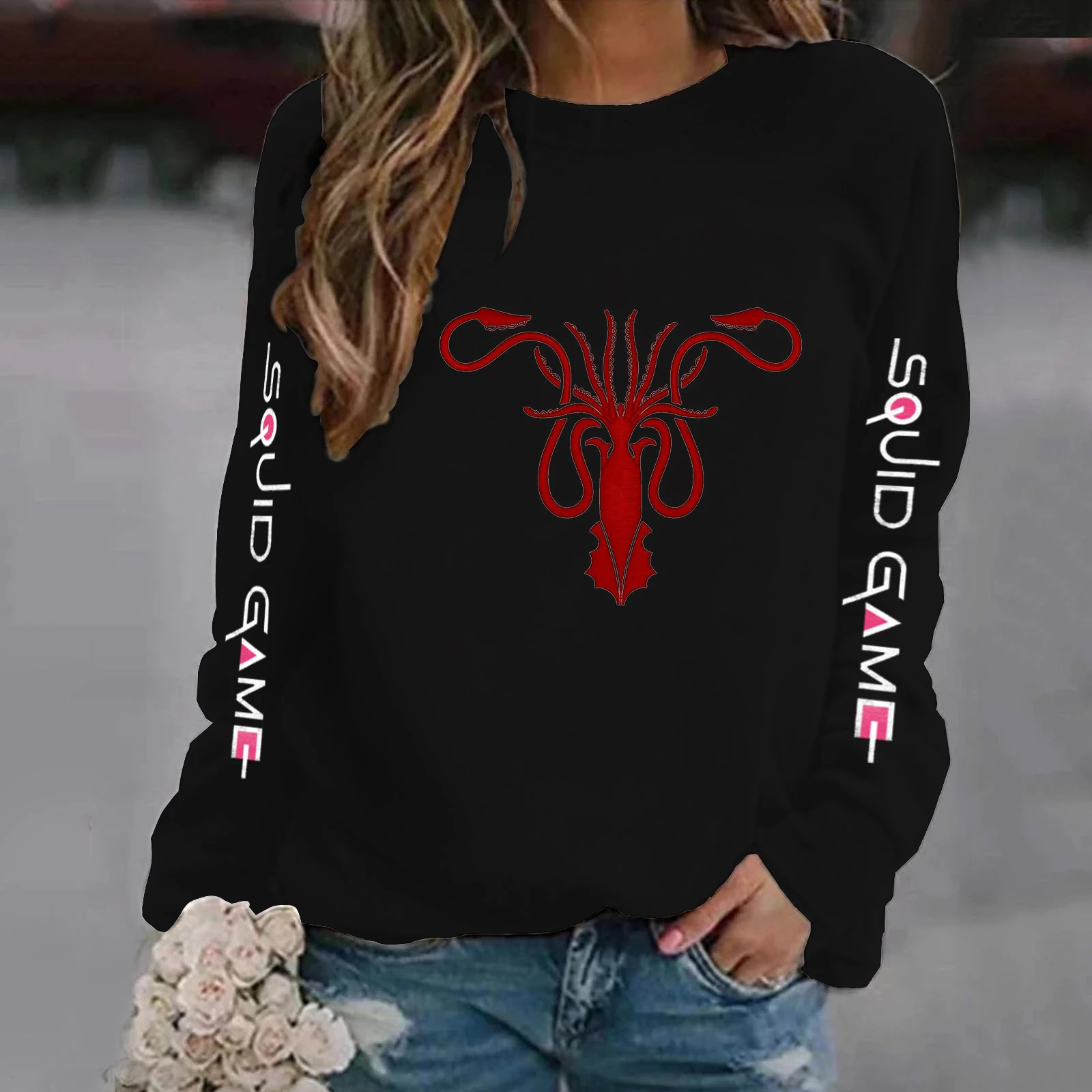 

Streetwear Crewneck Sweatshirts Korean Teleplay Squid Game Hoodies Oversize Itself 2021 Fashion Clothes Squid Game Funny Hoodie