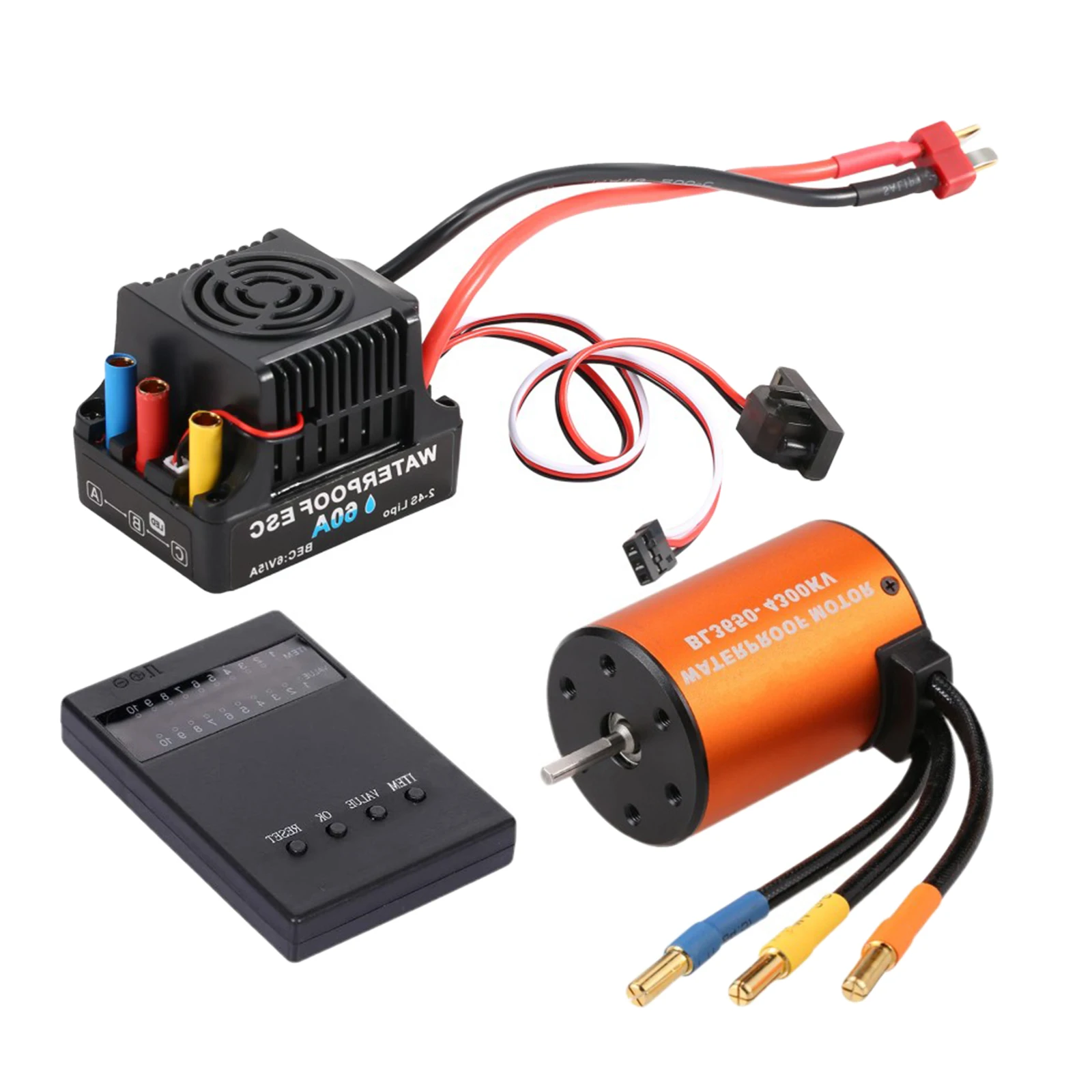

4300KV бесщеточный двигатель 60A ESC программируемая карта Combo для 1/10 On-Road Flat Дрифтинг машина Багги обновленная Банановая вилка