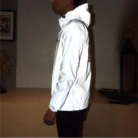 2019 мужская куртка Повседневная Хип-хоп ветровка Светоотражающая Куртка tide