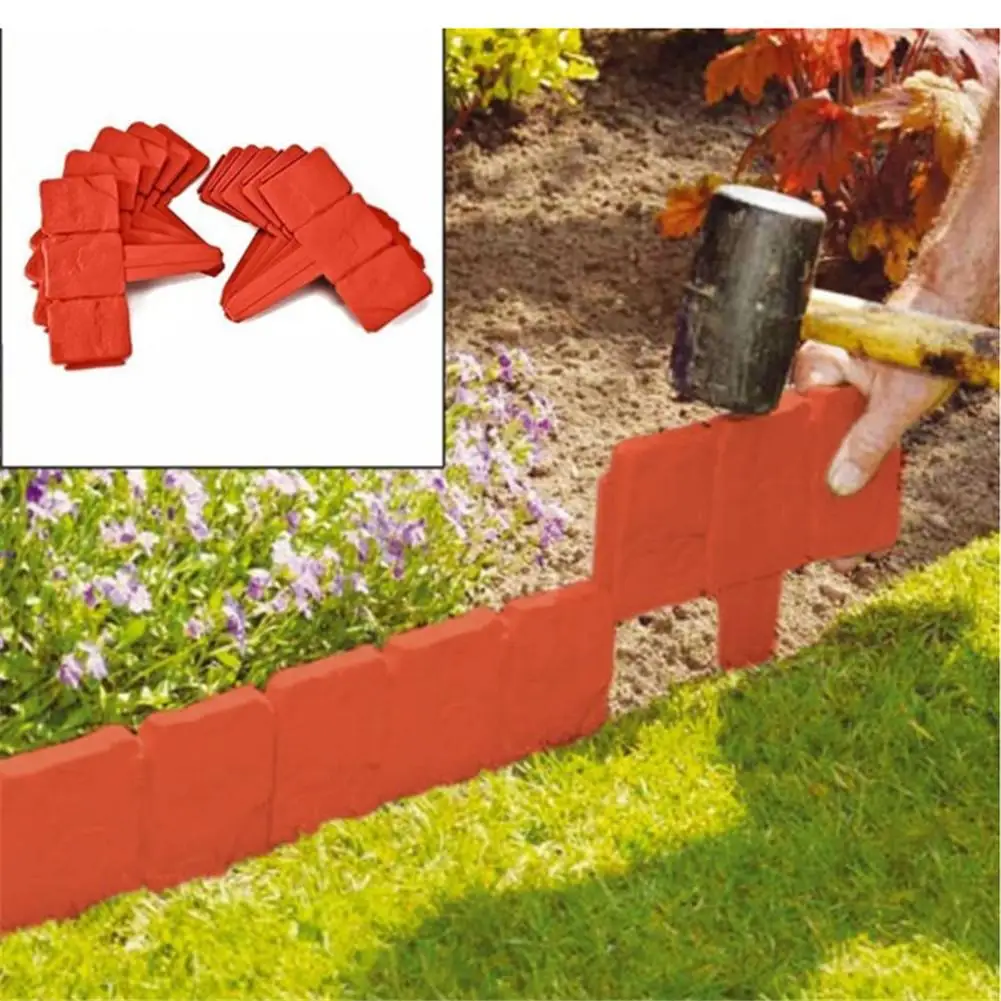 

20PCS Imitation Stone Fence Gardening Grounding Fence Folding Garden Fence Border Edging DIY Decorative Garden Landscape #SW