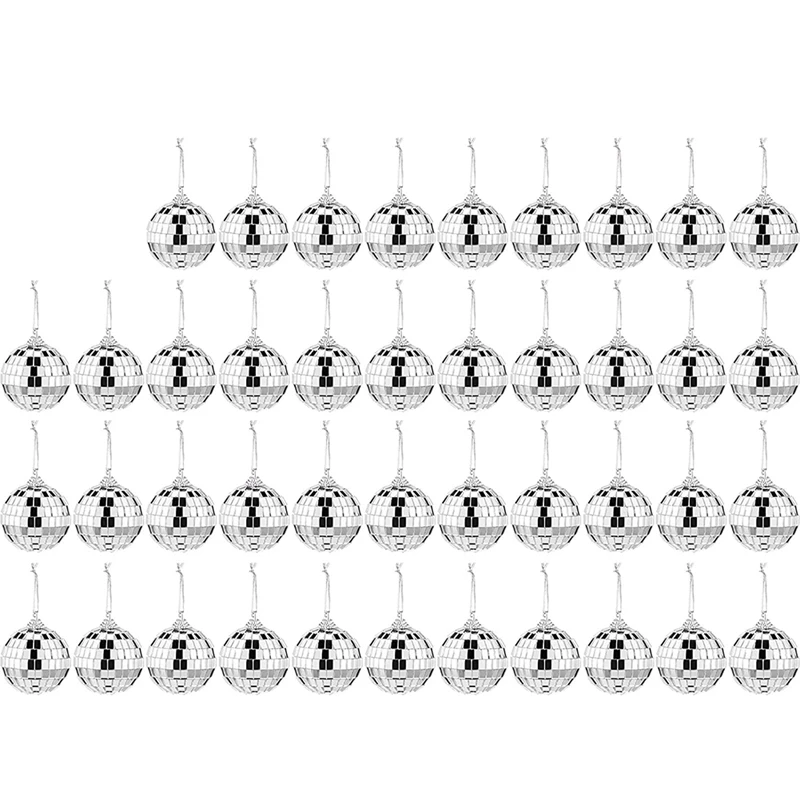 

42 Pcs Mirror Disco Ball For Party Hanging Disco Ball With Fastening Strap Rotating Glass Disco Ball Decorations