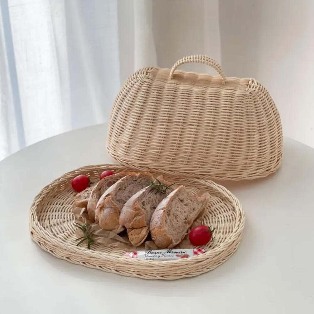 

1 Set of Fruit Storage Tray Food Cover Kitchen Protective Cover for Bread Khaki