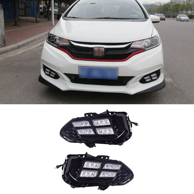 1 пара светодиодные дневные ходовые огни для Honda Fit 2018|Фара авто в сборе| |