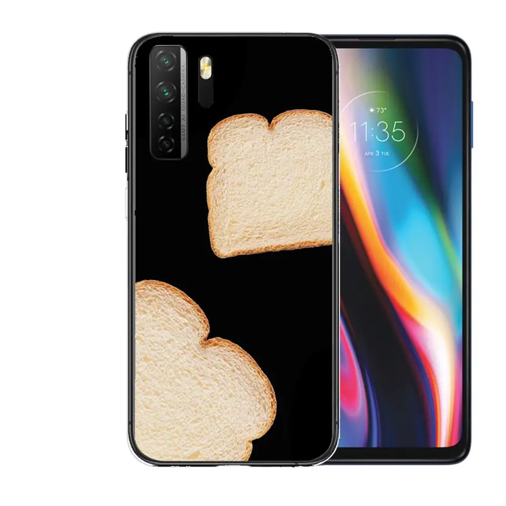 Черный мягкий чехол с изображением жареной курицы и хлеба пухом для Huawei Nova 8 7 6 SE 5T