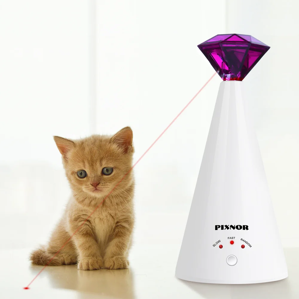 

PIXNOR Diamond Cat Toy Electric Pet Toy Diamond Shaped Interactive Cat Adjustable 3 Speeds Pet Pointer (Purple)