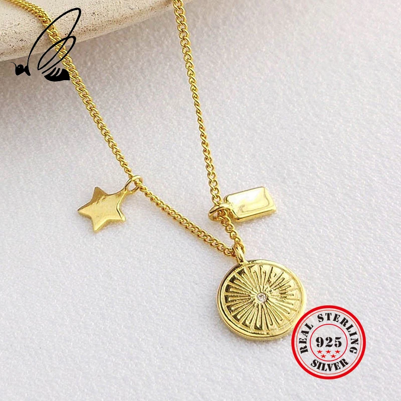Женское ожерелье из серебра 925 пробы с подвеской звездами|Ожерелья| |