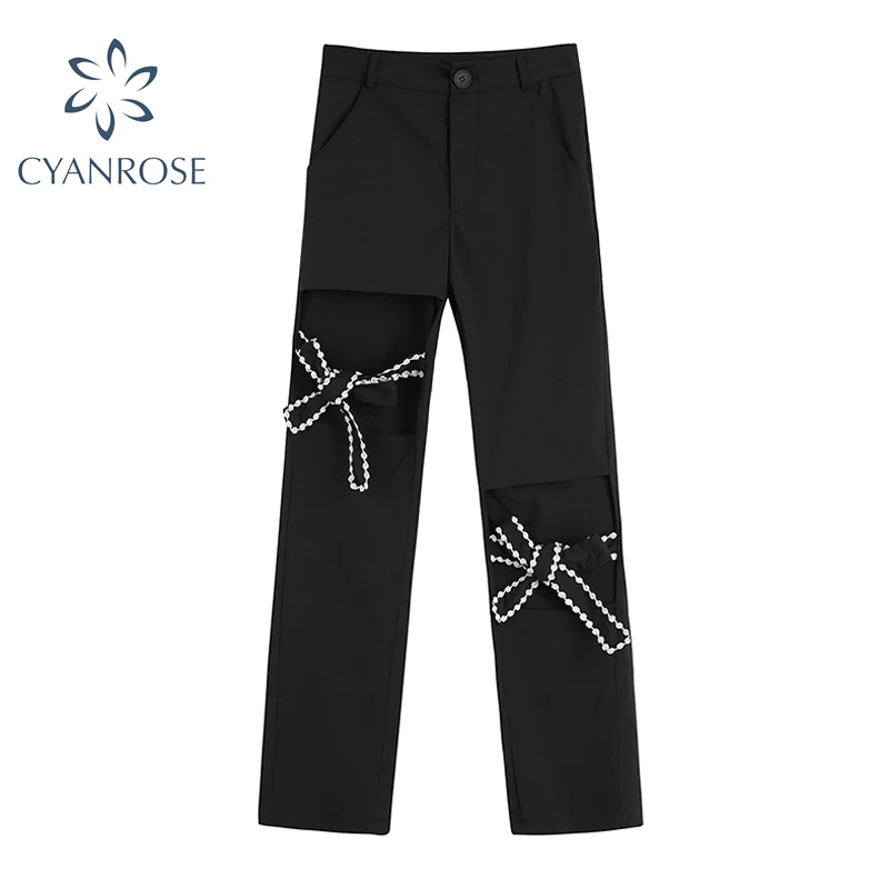 Корейские повседневные брюки на шнуровке с бантом женские летние модные новые