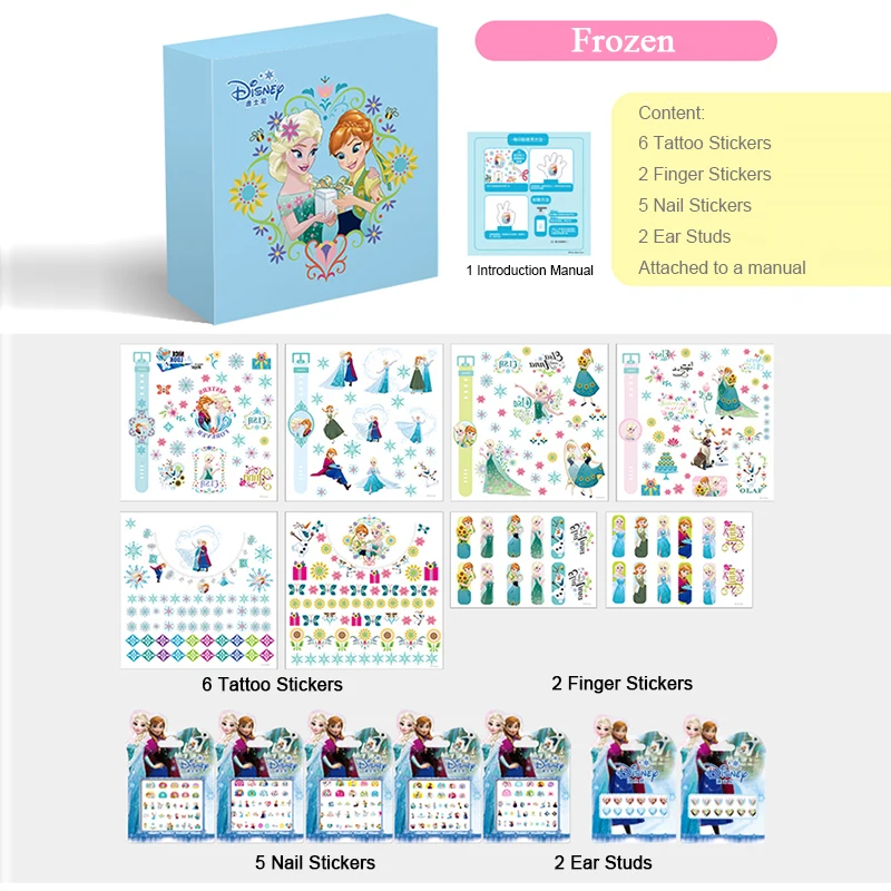 Disney Princess Frozen Anna Elsa Sofia тату наклейки для девочек Мультяшные креативные DIY
