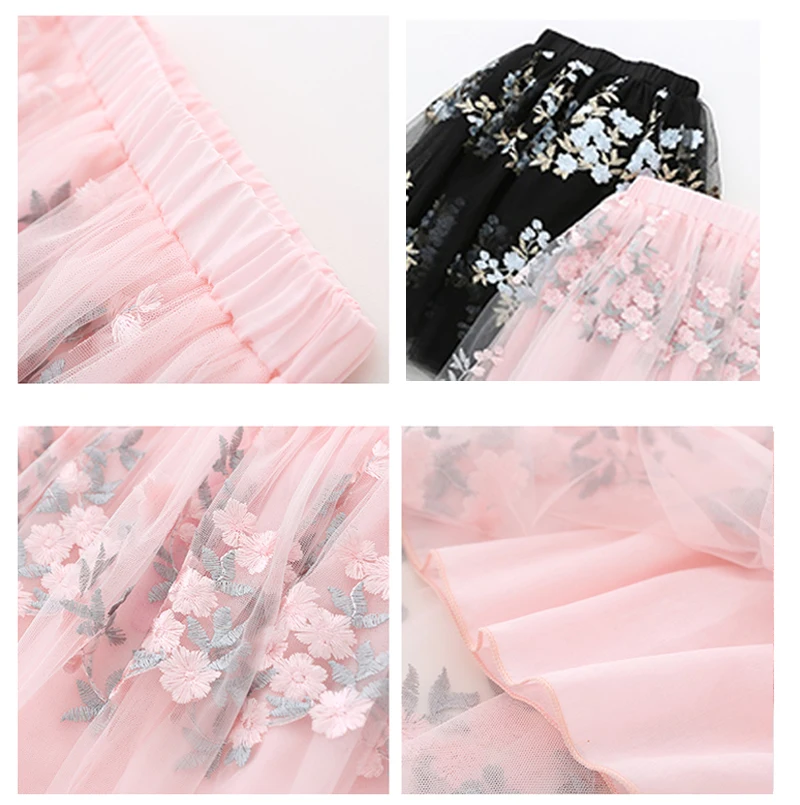 Многослойная юбка пачка для девочек детская бальная с цветами длинная принцессы