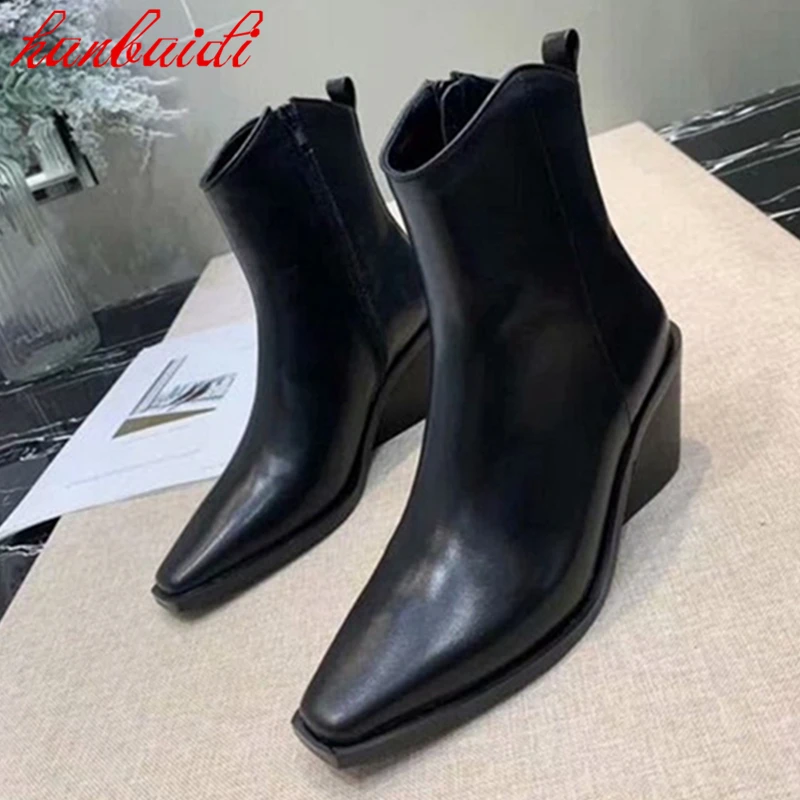

Light Luxury Autumn Women Shoes Short Boots Solid Color Leather Casual Boots Martin Boots Fashion Single Shoes