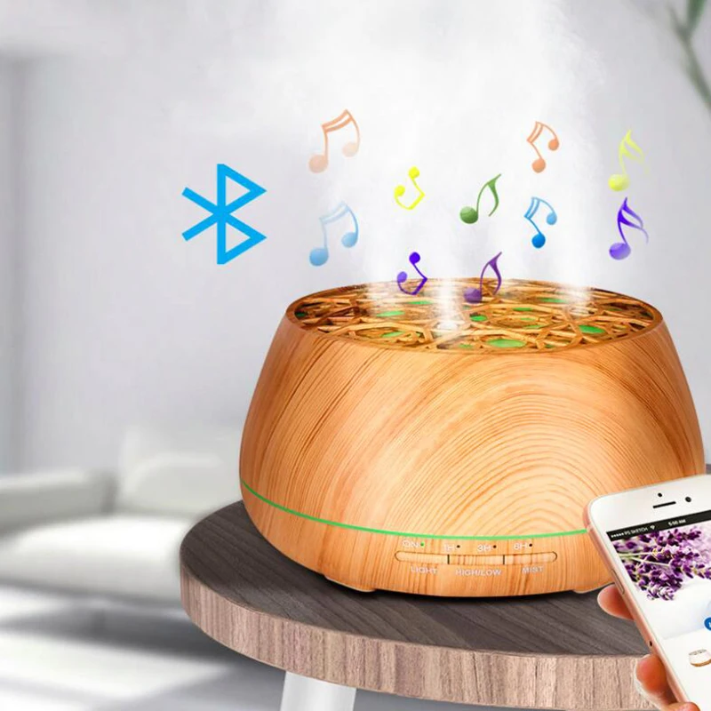 

Air Humidifier Bluetooth Speaker Aroma Essential Oil Diffuser APP Control Mist Maker 7Color Light Change For Home Car 400ml