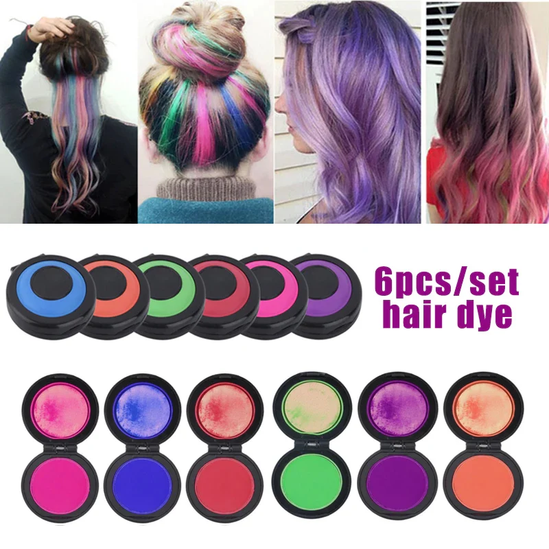 

Reusable Portable Fast Hair Dye Set 6 Colors Temporary Modeling Fashion DIY Hair Color Wax Mud SSwell