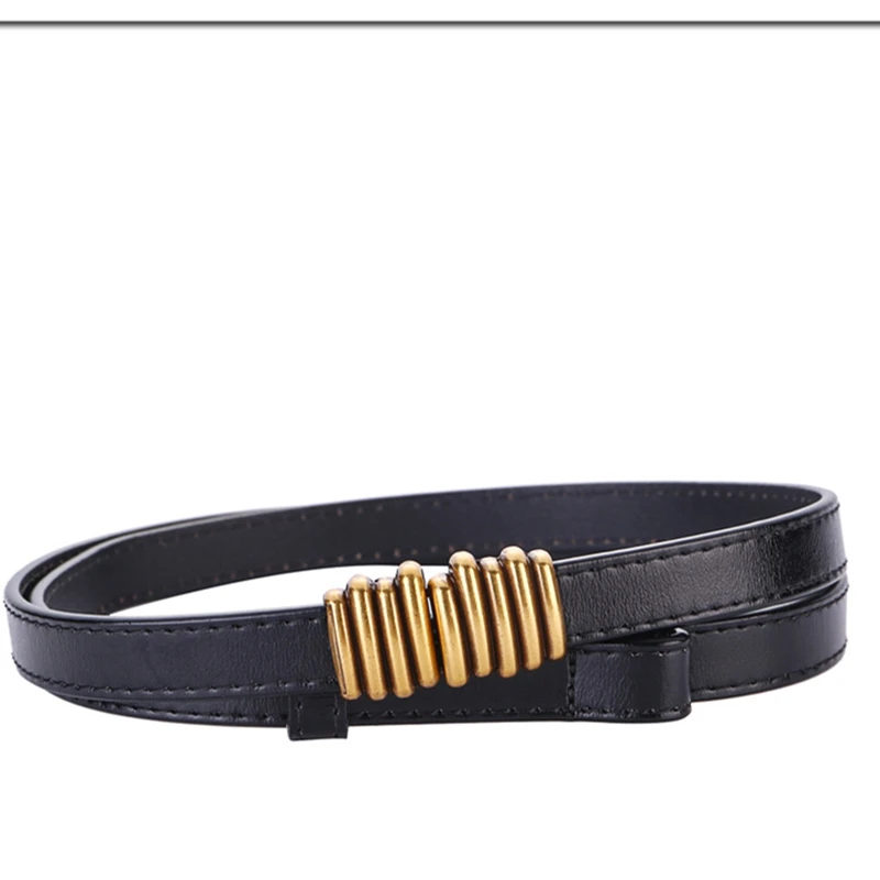 8223 Fashion Split Leather Belts for Women Waist Belt Ladies Decorative Thin Belts Cowhide Belt All-match Black Belt