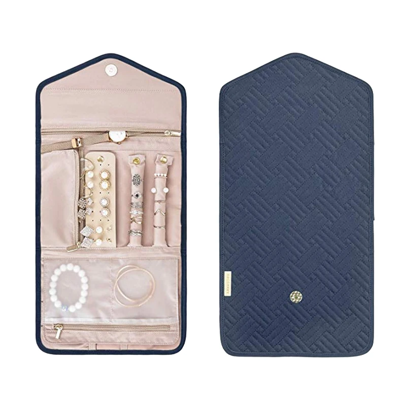 

Folding Earrings Jewelry Storage Bag Necklace Bracelet Storage Container Storage Bag Travel Portable Dark Blue