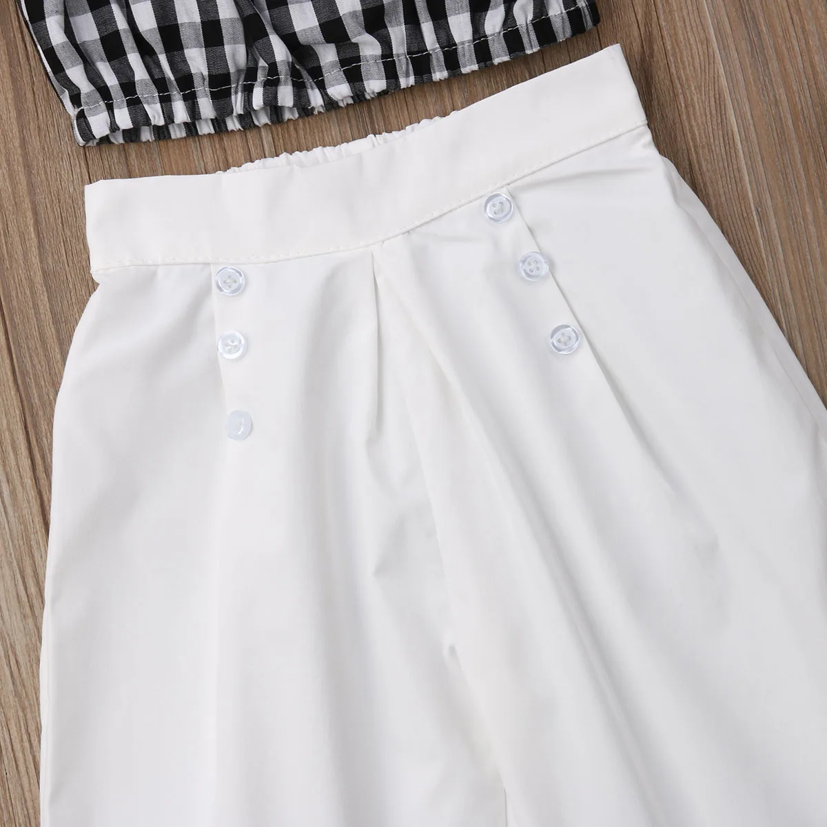 2019 Fashion Girls Clothing Set Baby Kids Clothes Suit Children Short Sleeve Plaid T-Shirt Crop Top + Pants 2pcs Outfits 1-6T | Детская