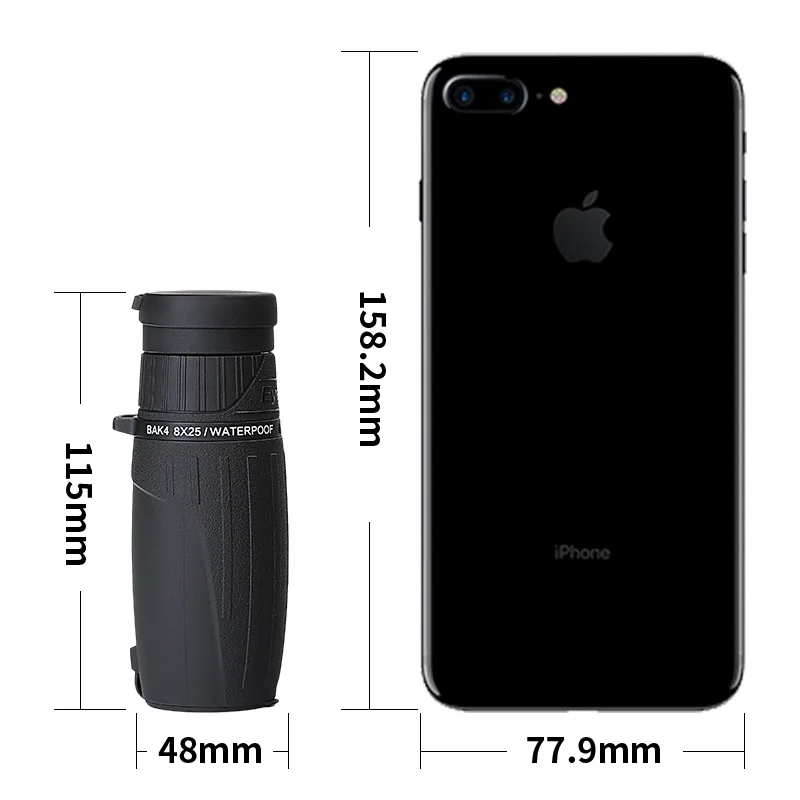 10x25 монокулярный телескоп для глаз Водонепроницаемый компактный и портативный