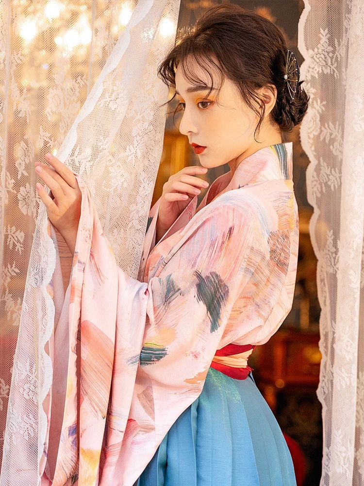 Женский китайский традиционный костюм Hanfu вышитые длинные расклешенные пижамы в