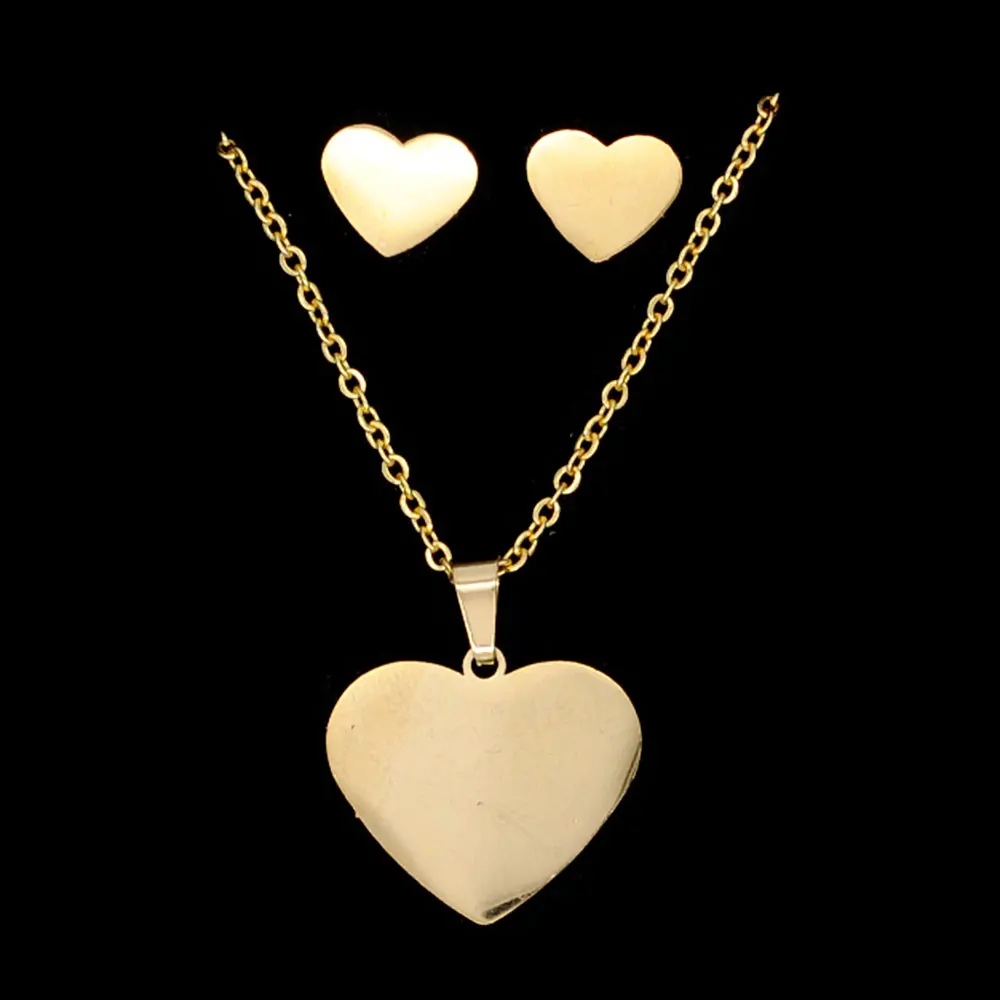 Серьги и ожерелье из нержавеющей стали с золотым покрытием 100%|Ювелирные наборы| |