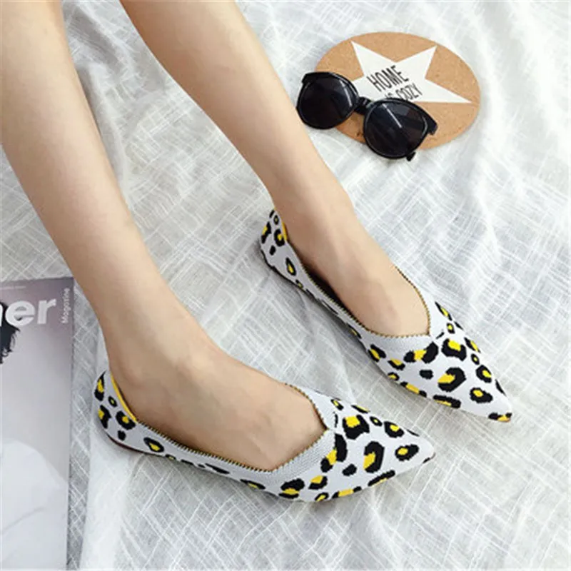 Женские туфли на плоской подошве с острым носком; дышащие вязаные мокасины; De Mujer Gestante Bailarinas De Mujer; осенние лоферы
