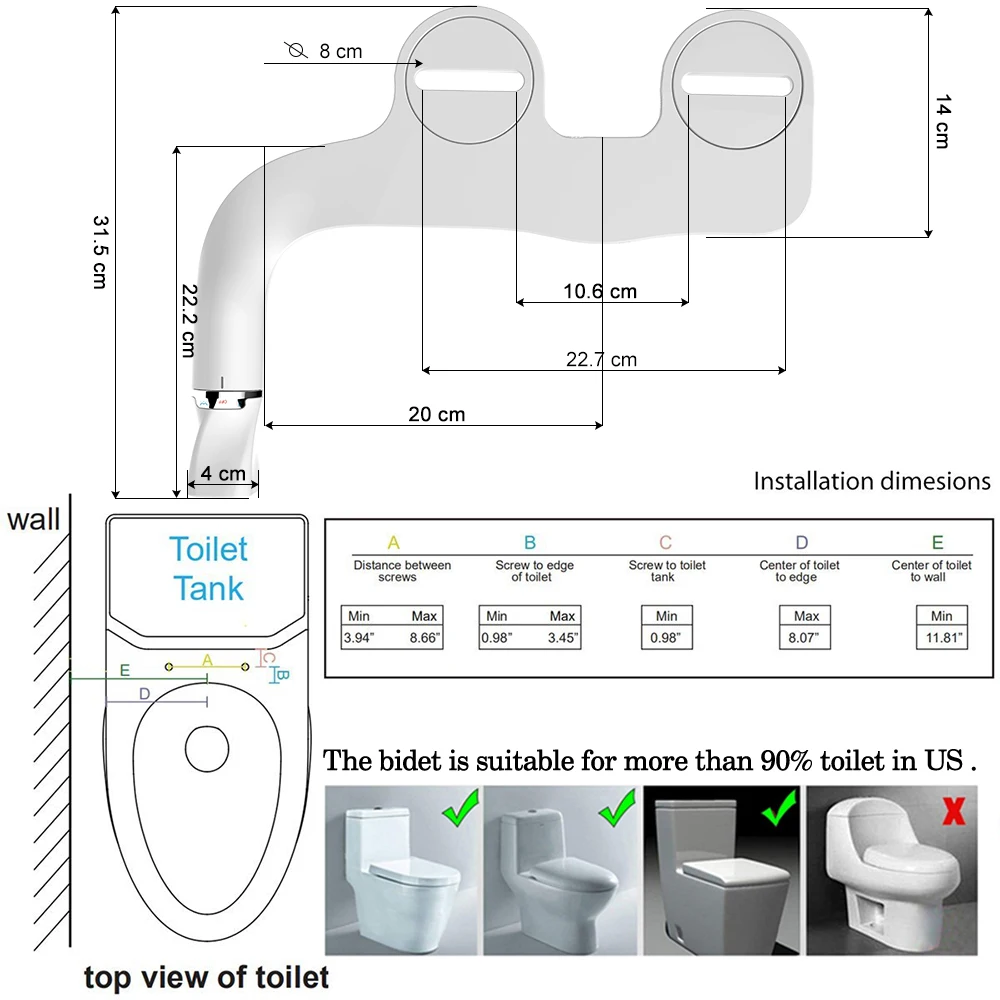 soosi bathroom accessories slim toilet seat bidet attachment wash ass dual nozzle pressure easy installation free global shipping