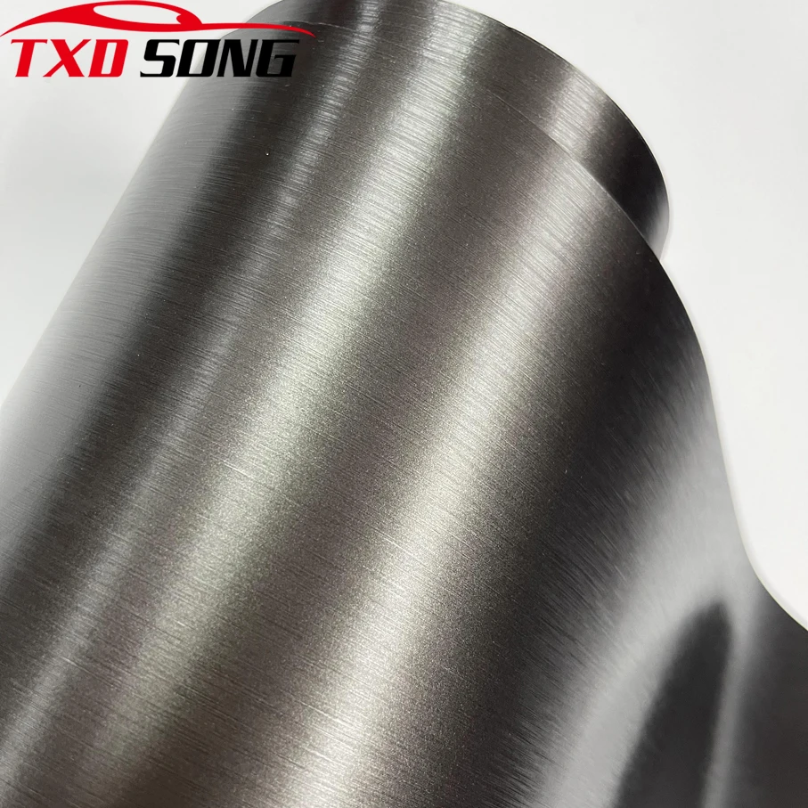 

10/20/30/40/50CM Width Grey Brushed Metallic Steel Vinyl Wrap Roll with Air Release Technology Adhesive Car Sticker Decal Roll