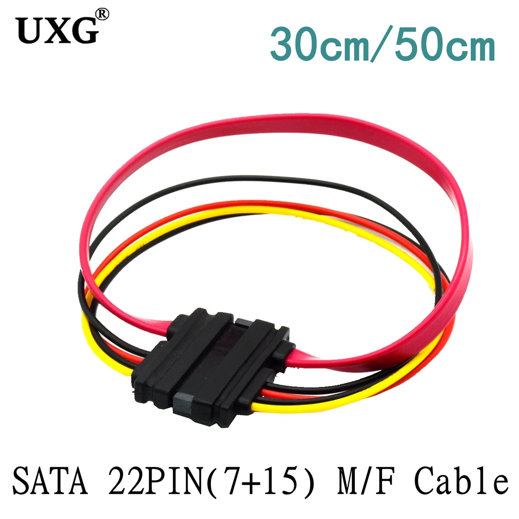 

1 шт. 30 см 50 см 22Pin SATA кабель штекер-гнездо 7 + 15-контактный последовательный ATA SATA Power Combo M/F Удлинительный кабель соединитель
