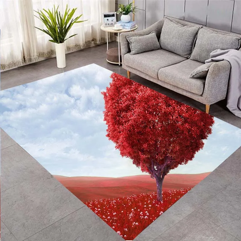 

Nature tree forest starry sky psychedelic carpet BigTree Rug Carpet for Living Room Forest Landscape Lightweight Foam Rug Decor