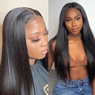 Парик из человеческих волос на сетке 13x4, бразильский парик с косточками и прямыми волосами, Женский отбеленный парик с предварительно вытянутыми волосами, плотность 180