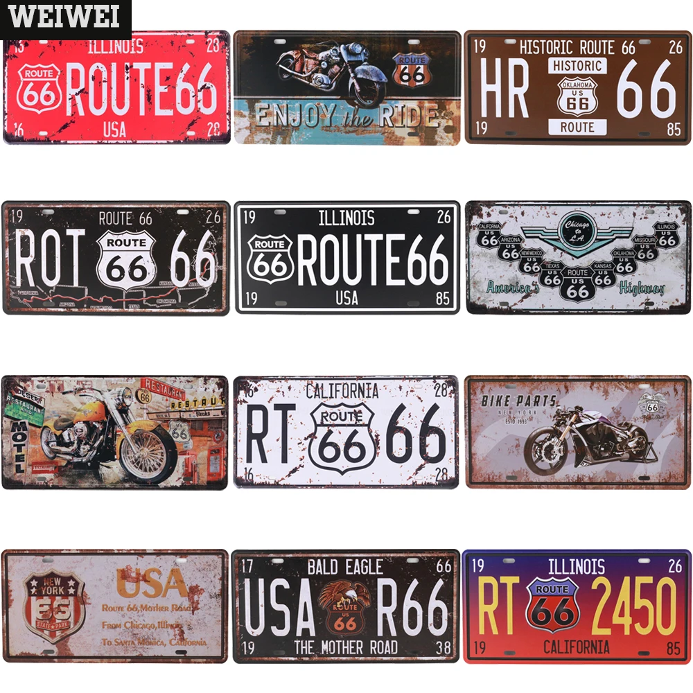 

Route 66 Metal Poster Metal Signs Decor Vintage For Garage Street Pub Plate Retro Wall Art Sign Shabby Chic Home Tin Plaque