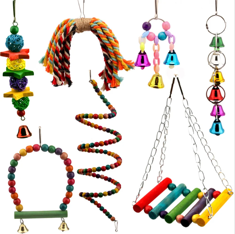 

Набор из 7 предметов, сочетание игрушечных попугаев, птиц, игрушек, попугаев, бриллиантовая посуда