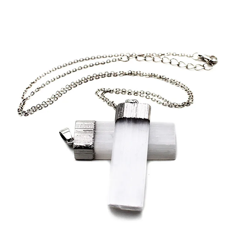 Женское Ожерелье из натурального селенита подвеска Маятник ожерелье камня