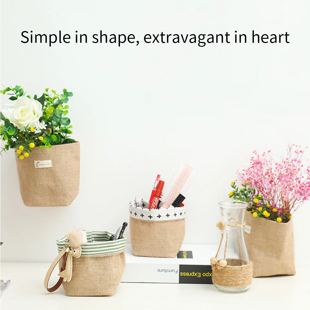 Подвесной ящик для хранения джутовая хлопковая корзина мелочей Настольная