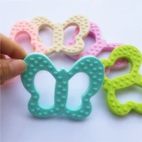 chenkai 5pcs bpa free safe and natual silicone butterfly teether chewable pendant nursing baby dummy jewelry toy accessories