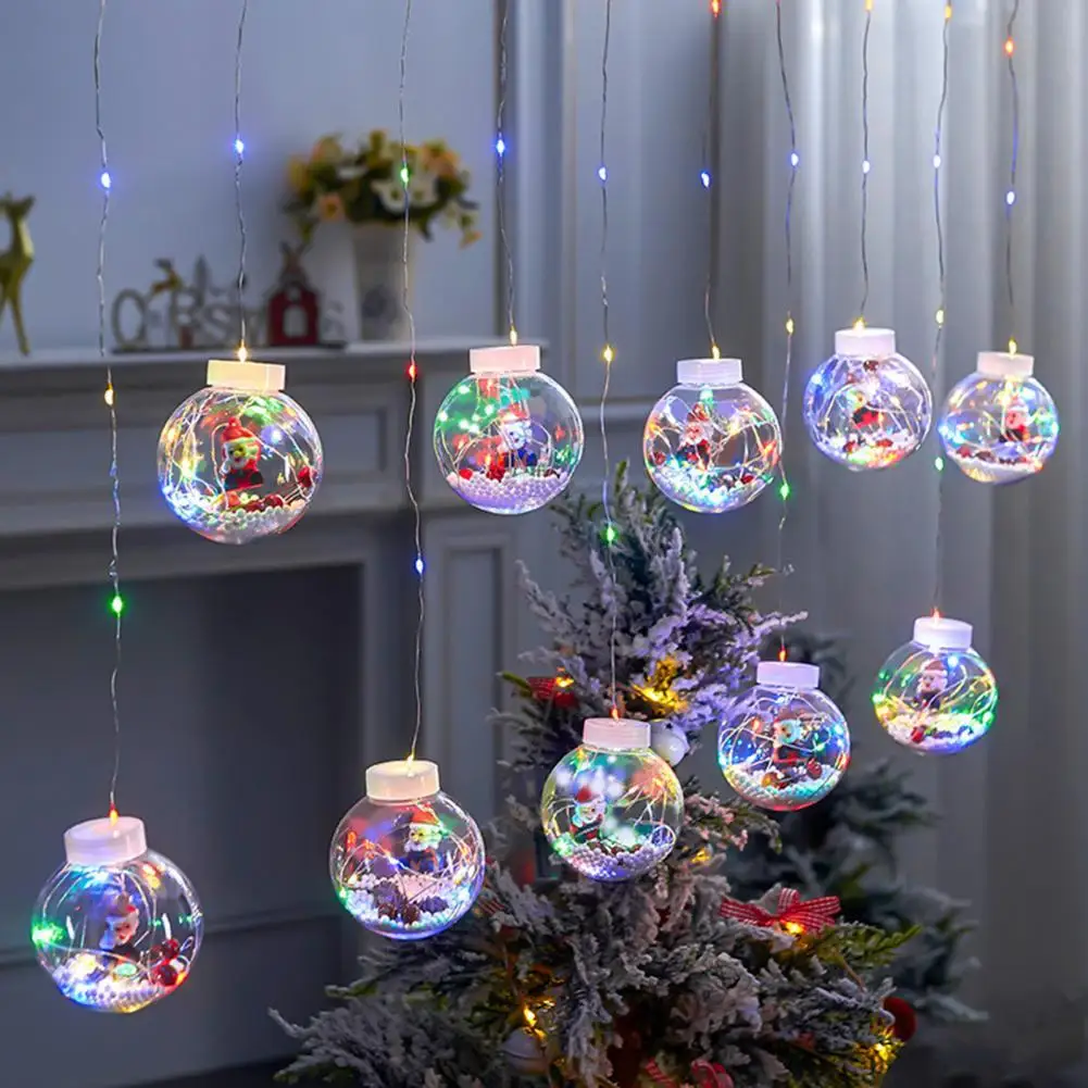 

60% Hot Sale Fairy Light 8 Flashing Modes Non-glaring PVC Christmas Ball LED Curtain Light Christmas Supplies LED Light