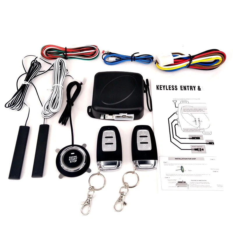 

Auto Sensor Unlock Keyless Entry System Remote Control Engine Push Start Stop Button Central Locking Car Alarm With Autostart