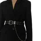 Ремень женский в стиле панк, модный регулируемый пояс с цепочкой, с двумяоднорядными отверстиями, с классической пряжкой, для джинсов