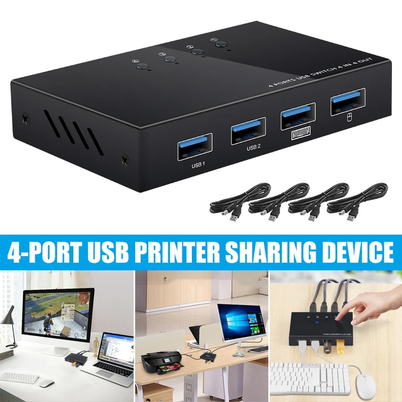 4 в выхода USB переключатель KVM коробка USB2.0 коммутатор ПК разделяющий сплиттер для