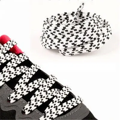 WHITE BLACK POINT 1 пара без галстука ленивые шнурки эластичная резиновая обувь кружевные кроссовки детские безопасные эластичные шнурки - Цвет: WHITE BLACK POINT