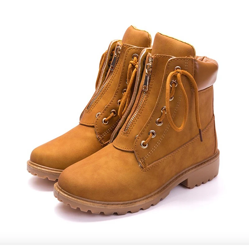 

Women Boots 2018 Autumn Winter Women Ankle Boots Low Heel Fashion PU Leather Breathable Square Heel Women Martin Boots