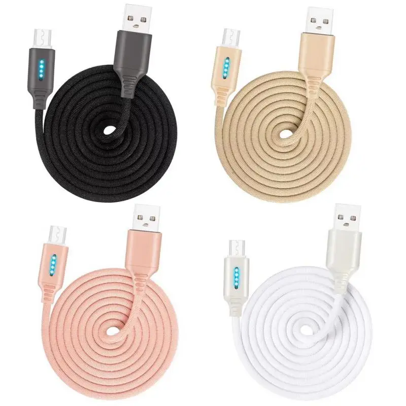1M Smart USB Type C Charging Cable Zinc Alloy Automatic Disconnect LED Lighting Nylon Braided Line for Android | Электроника