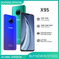 doogee x95 smartphone 6 52 waterdrop display mtk6737 cellphones 16gb rom dual sim 13mp triple camera 10w fast charger 4350mah