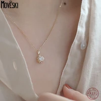 moveski real 925 sterling silver shiny zircon flowers pendant choker necklace for women fine jewelry drop shipping