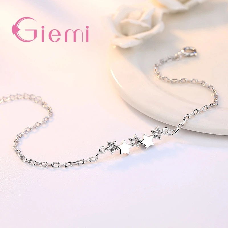 Минималистичный браслет для девочек с 5 звездами высокое качество серебро 925