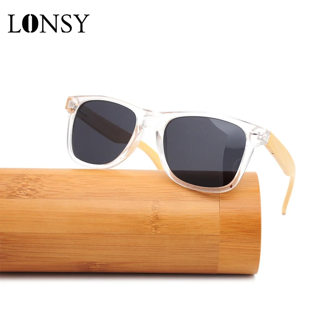LONSY деревянные солнцезащитные очки в стиле ретро для женщин и мужчин бамбуковые